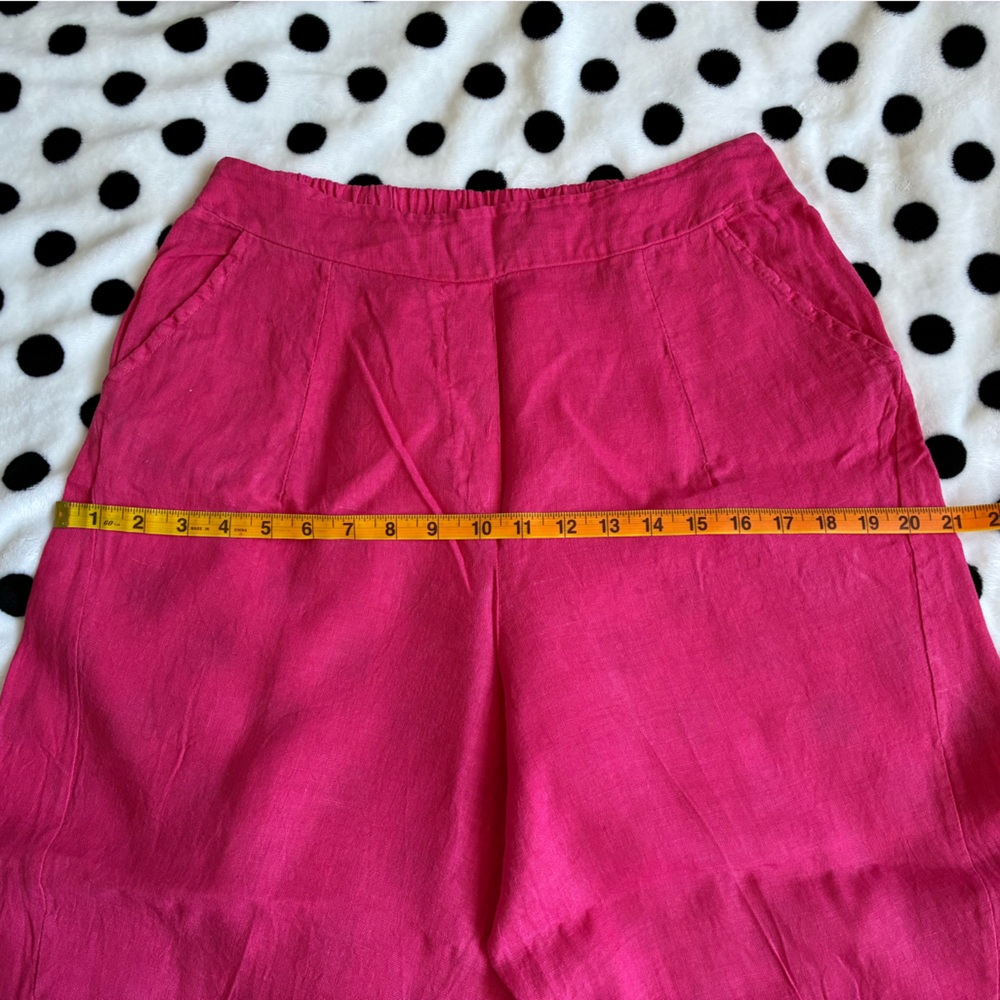 100% Linen Hot Pink Cropped Pants—Made in Italy - Picture 7 of 8